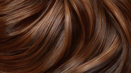 Fototapeta premium Close-up view of beautiful, shiny, and wavy brown hair