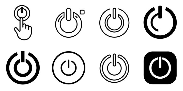 power button icon set. pictogram isolated on white background. Vector illustration.