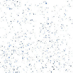 Watercolor paint splashes of various hues of blue color. Elegant snowy seamless pattern for wrapping paper, fabric, wallpaper, and more