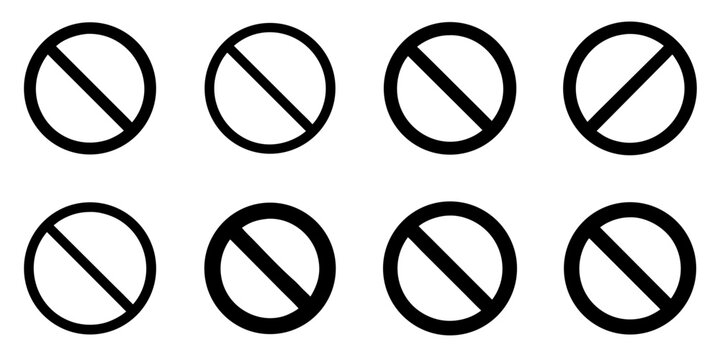 ban circle icon set. pictogram isolated on white background. Vector illustration.