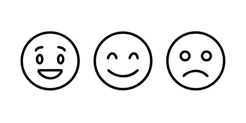 Emoticons set. Emoji faces collection. Emojis flat style. Happy and sad emoji. Line smiley face - stock vector.icon
