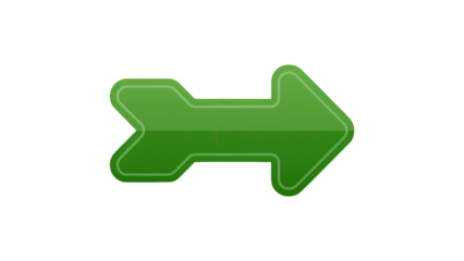 Vibrant green arrow points forward indicating progress, direction, and growth for business and technology concepts isolated on white or transparent png.