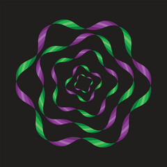 Abstract Twisted Ribbon Spiral – Colorful Wavy Geometric Shape – Hypnotic Optical Flow Design