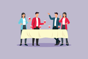 cooperation concept by pulling together office gathering. office Gathering concept. colored flat vector illustration isolated