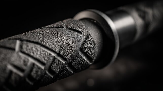 Close-up view of a textured handle on a fitness equipment bar