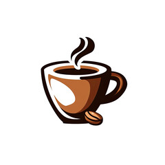 Obraz premium Steaming coffee cup with a single bean on a black background