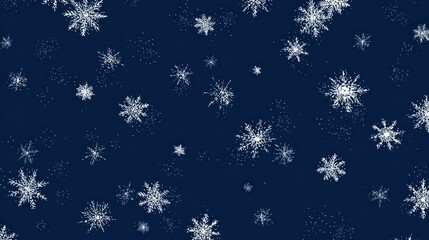 Winter snowflakes falling on dark background