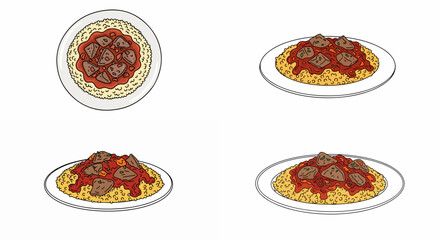 Spaghetti with meat sauce on plates