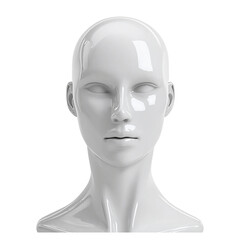 White Mannequin Head Bust isolated on a transparent background
