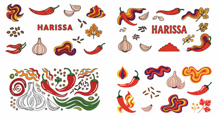 Harissa spices and ingredients collection