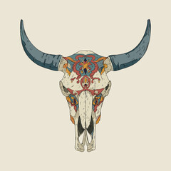 Vector illustration of a bison skull