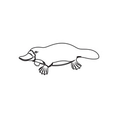 Platypus outline vector flat illustration