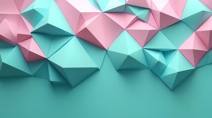 Abstract geometric pattern of light teal and rose triangles