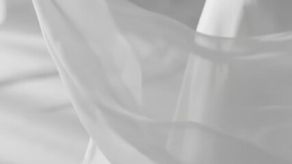 Soft, smooth white satin silk fabric texture pattern, a light closeup material for elegant wedding decoration design - Powered by Adobe