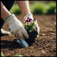 Planting Pansies - A Gardeners Touch in Spring.