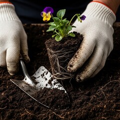 Planting Pansies - A Gardeners Touch in Springtime.