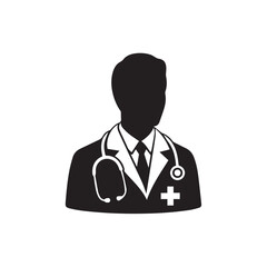 "Male Doctor with Stethoscope Line Icon"