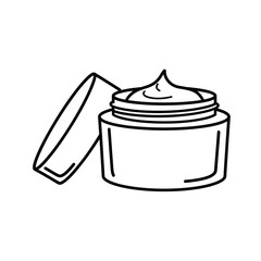 Cosmetic Cream Jar Outline Vector Illustration – Beauty Product Icon