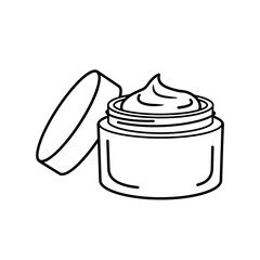 Cosmetic Cream Jar Outline Vector Illustration – Beauty Product Icon