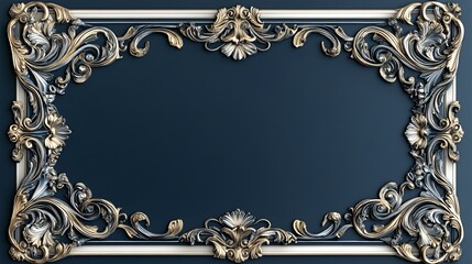 Ornate vintage frame with intricate gold and silver detailing on a dark background.