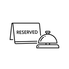 Reserved Sign and Service Bell Outline Vector – Hotel Reception Icon
