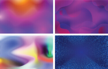Abstract Colorful Background With Halftone Wave