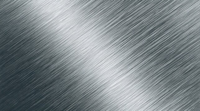 Closeup of brushed aluminum texture with diagonal grain and subtle reflections