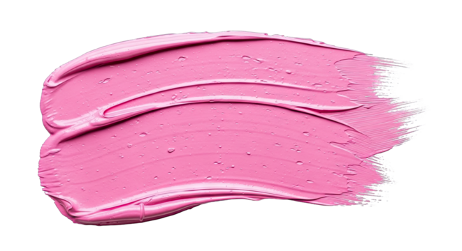 A Pink Makeup Swatch With Glitter And A Transparent Background With Visible Brush Strokes And Texture