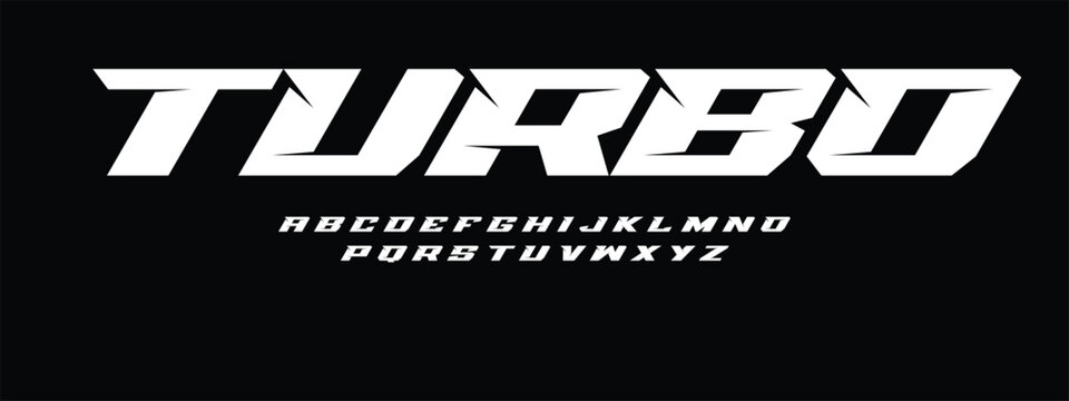Turbo Lettering Font Alphabet Vector Design High Speed Racing Inspired Bold Dynamic Typeface for Automotive Posters Stickers Sports Cars T Shirts and Modern Motion Graphic Projects