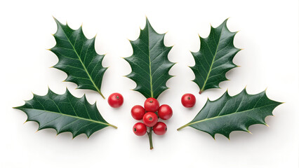 Holly berry icons set, Chritmas logo wirh holly berries