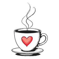 Love and Coffee Minimal Line Art