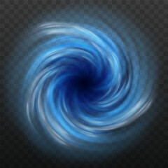 Tornado swirl storm view from above, realistic hurricane wind vortex, vector 3D cyclone twister, whirlwind air funnel