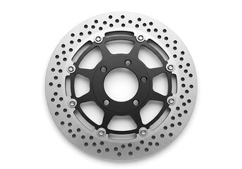 Motorcycle brake disc rotor isolated on white background