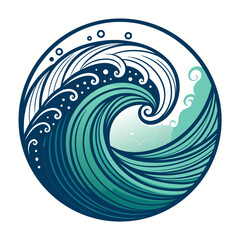 Showcasing Ocean Wave Swirl Bold Marine Log Vibrant Premium Digital Asset