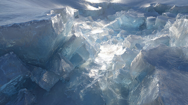 The stunning glacial ice formation sparkles in the sunlight. Its texture and details are breathtaking, showcasing nature's artistry