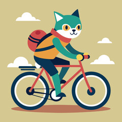 Cute Cat Riding a Bicycle Illustration
