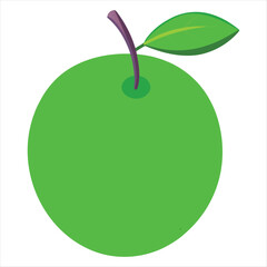 A fresh green apple vector illustration, ripe and juicy on a white background, symbolizing healthy organic fruit