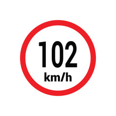 Speed limit sign 102 km h icon vector design illustration