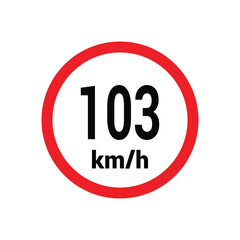 Speed limit sign 103 km h icon vector design illustration