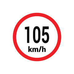 Speed limit sign 105 km h icon vector design illustration