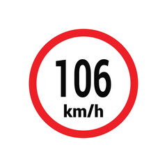 Speed limit sign 106 km h icon vector design illustration
