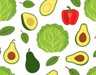 Cartoon-style illustration of vegetables arranged on a white backdrop