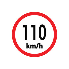 Speed limit sign 110 km h icon vector design illustration