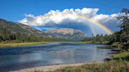 rainbow over the lake