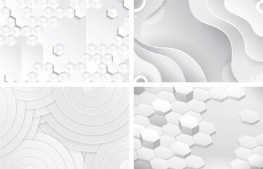 White Abstract Geometric 3D Background Set