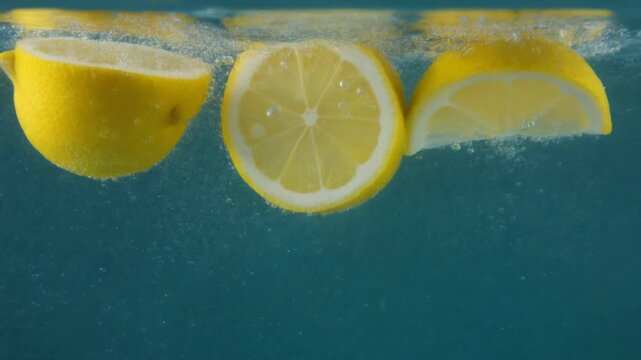 Zitronenscheiben im Sprudelwasser