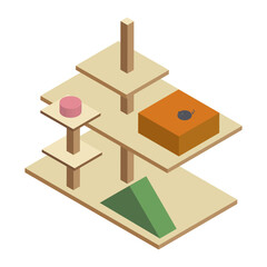 シンプルなキャットタワーのアイソメトリックイラスト素材