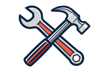 Dynamic Stylized Wrench And Hammer Cross Bold Rep Professional Photo