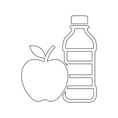 Apple and apple juice bottle illustration icon