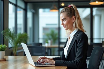Expert Woman Accountant Showcasing Professionalism in Modern Office Setting